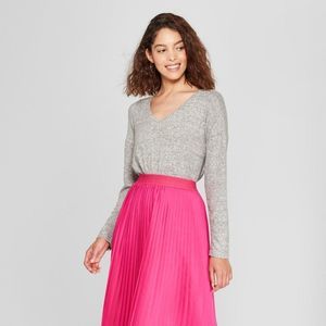 Women's Long Sleeve Cozy Knit Top - a New Day Heather Gray XL